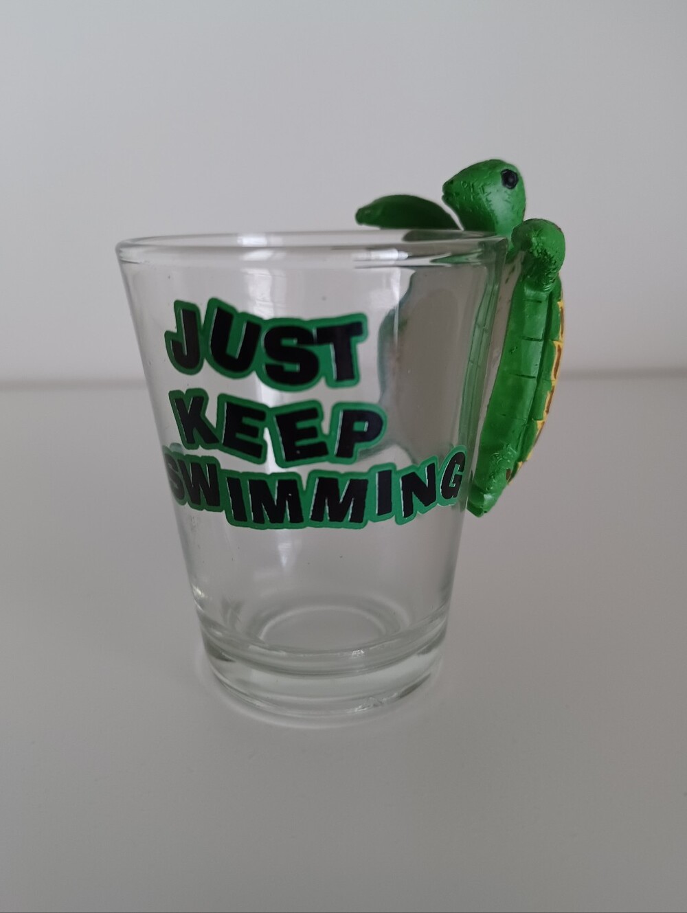 Just Keep Swimming Turtle Travel Clear Shot Glass Barware Drinkware Collectible